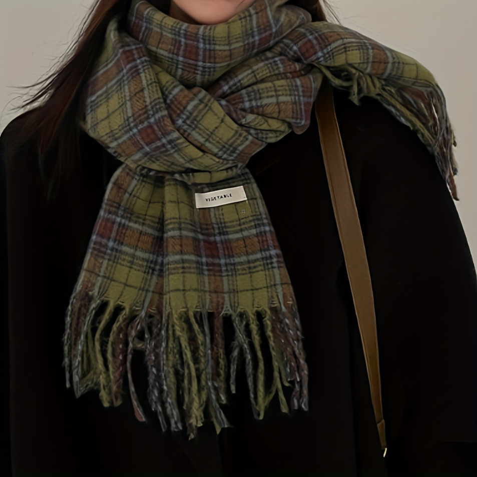 Vintage Green Plaid Tassel Sca – обзор и цена Cashmere Pashmina Wrap