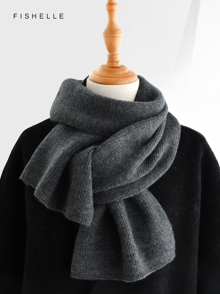 Gray solid color cashmere scar – обзор и цена Wool Scarf Men