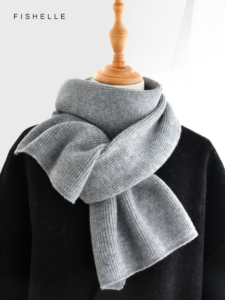 Gray solid color cashmere scar – обзор и цена Wool Scarf Men