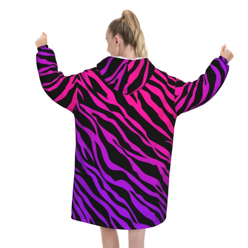 Zebra Stripe Print Wearable Bl – обзор и цена Sherpa Hoodie Fleece