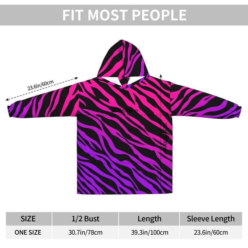 Zebra Stripe Print Wearable Bl – обзор и цена Sherpa Hoodie Fleece