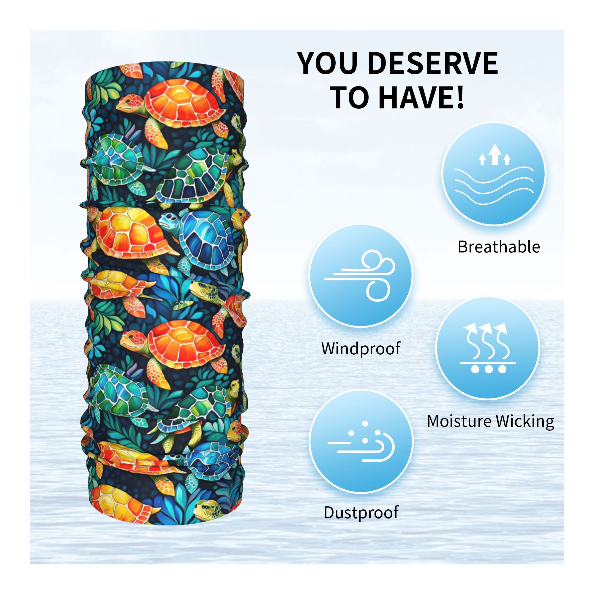 Custom Funny Colorful Sea Turt – обзор и цена Neck Gaiter Fleece