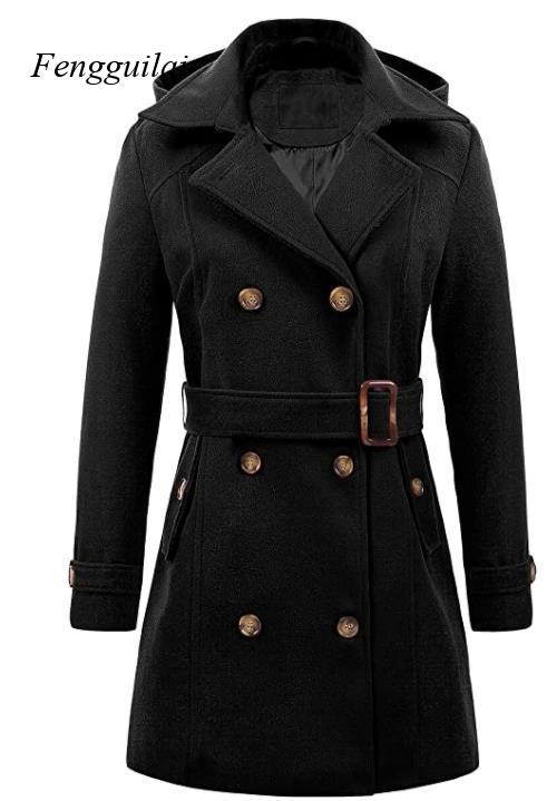Women's Black Hooded Double Br – обзор и цена Wool Coat Peacoat
