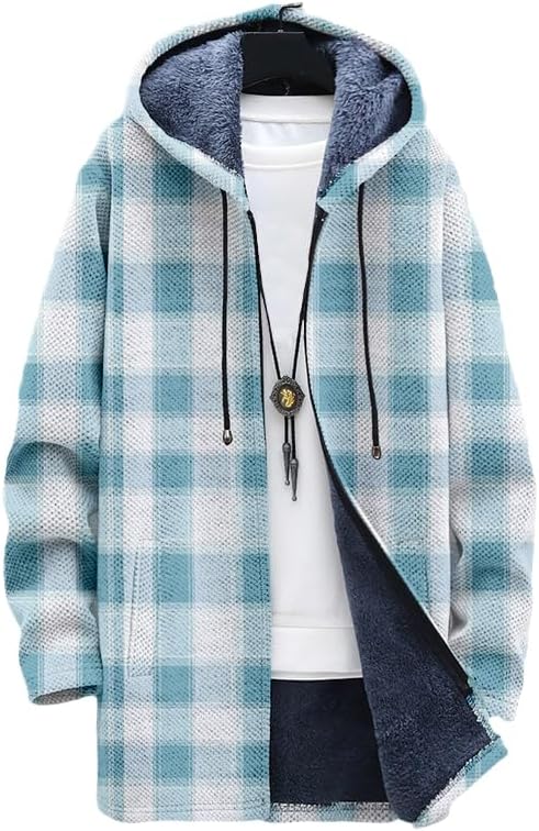 Men's Plaid Cardigan Oversized – обзор и цена Sherpa Hoodie Fleece