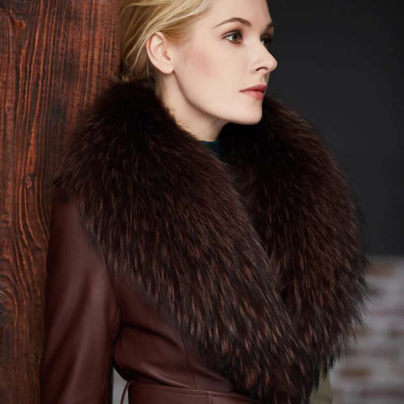 Raccoon Fur Collar Female Wint – обзор и цена Shawl Wrap Winter